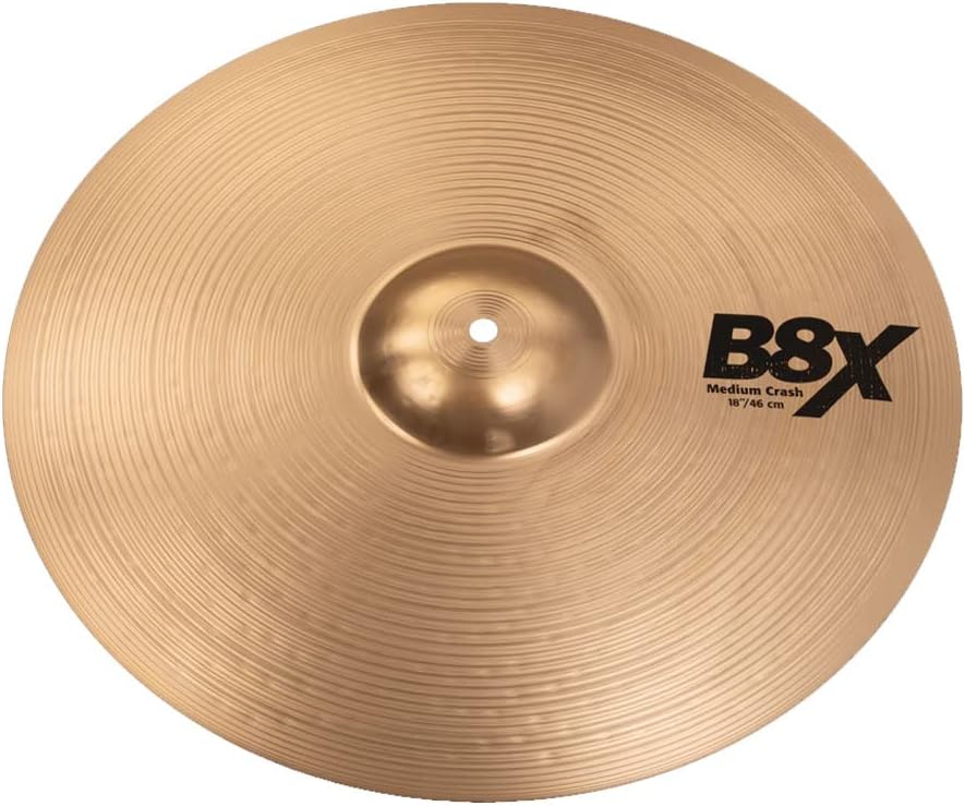 Sabian B8X Series 18 Inch Medium Crash Cymbal l B8 Bronze Alloy l 92% Copper - 8% Tin l Made in Canada l Model 41808X