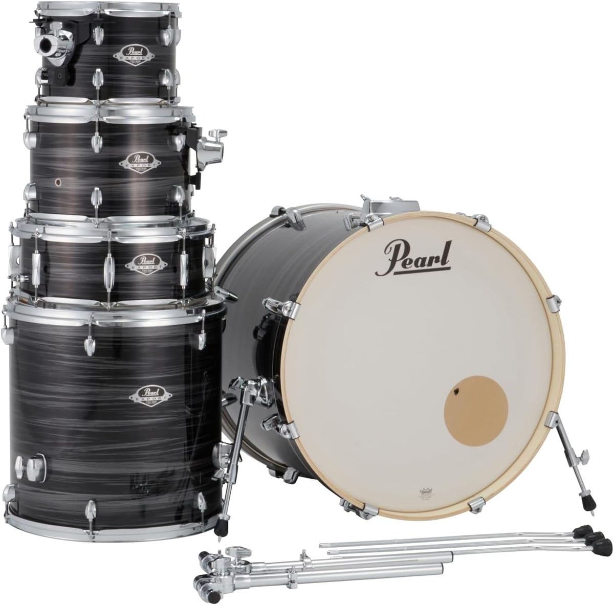 Pearl Export 5 Piece Drumset with Hardware, Graphite Silver Twist (Cymbals Sold Separately)
