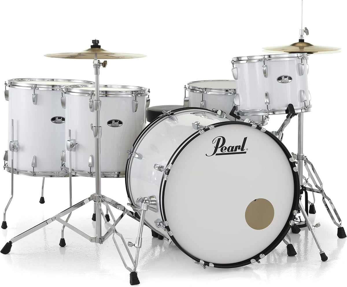 Pearl Roadshow Drum Set 5-Piece Complete Kit with Cymbals and Stands Pure White (RS525WFC/C33)