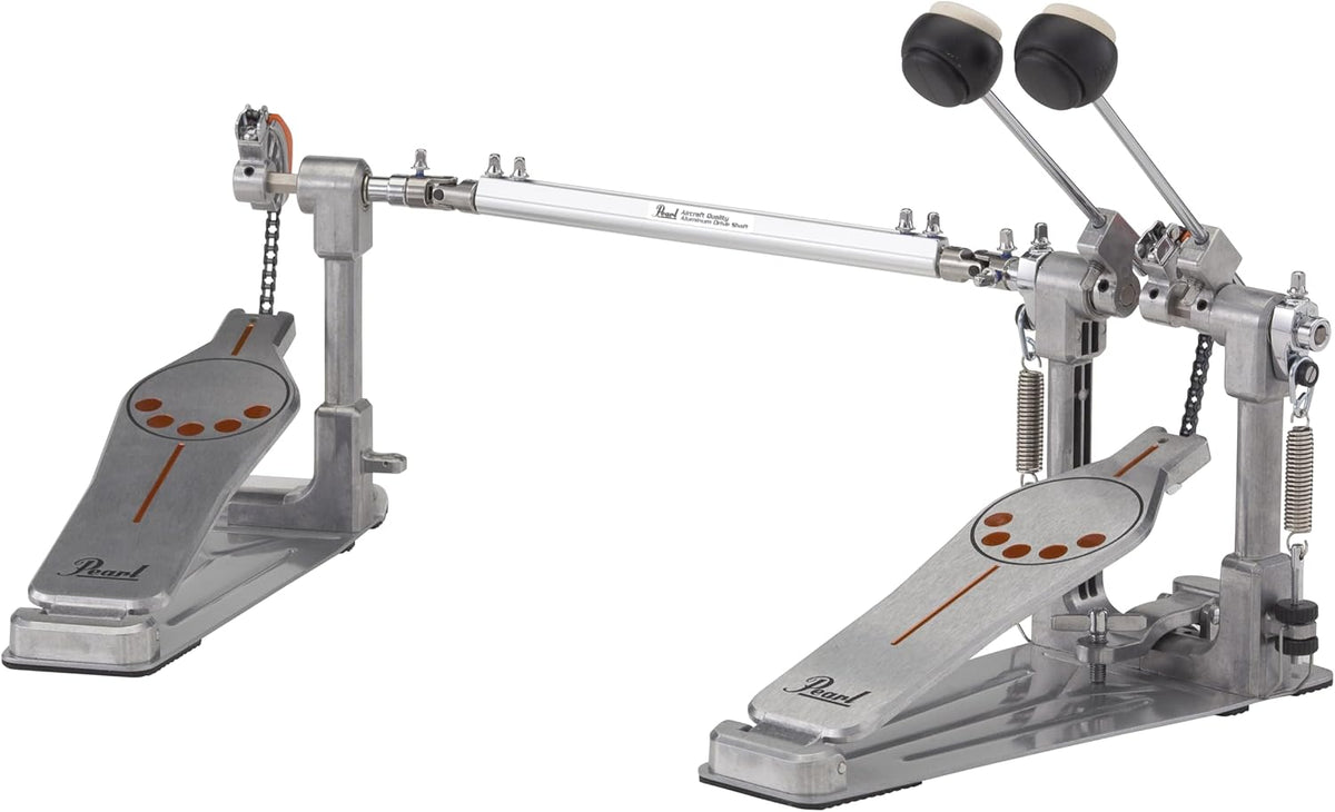 Pearl P932 Longboard Double Bass Drum Pedal with Sprocketless Chain Drive , Powershifter Pedalboard, and Dual Interchangeable Cams.