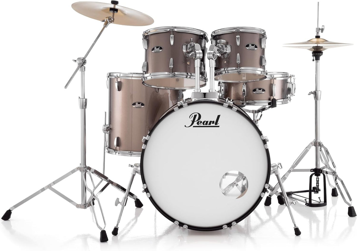 Pearl Roadshow Drum Set 5-Piece Complete Kit with Cymbals and Stands, Bronze Metallic (RS505C/C707)