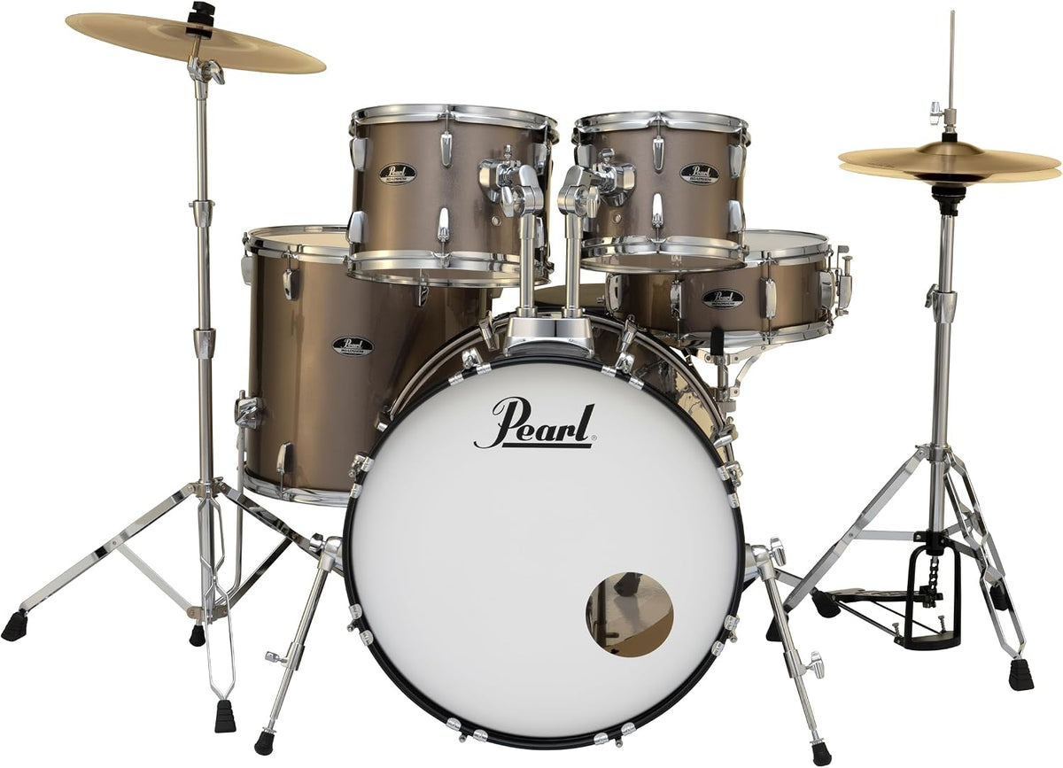 Pearl Roadshow Drum Set 5-Piece Complete Kit with Cymbals and Stands, Bronze Metallic (RS525SC/C707)