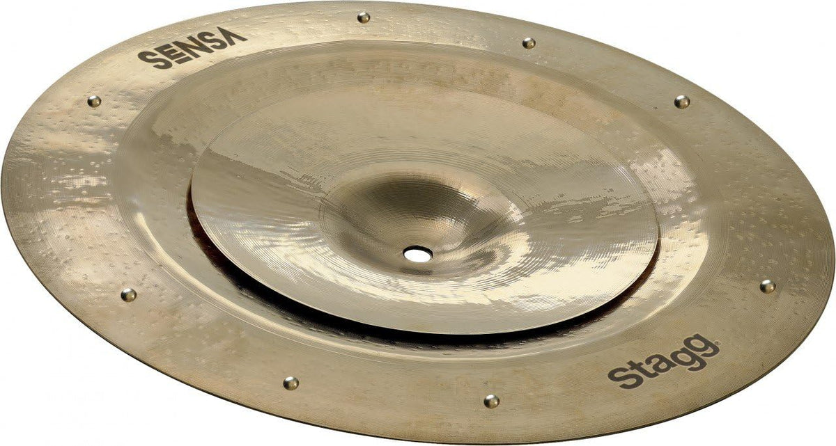Stagg SENSA Series Sizzle Stack l Includes 8 Inch Medium Splash & 14 Inch China Sizzle Cymbals l B20 Bronze Alloy l 80% - 20% Tin l SEN-STA0814 ZZ