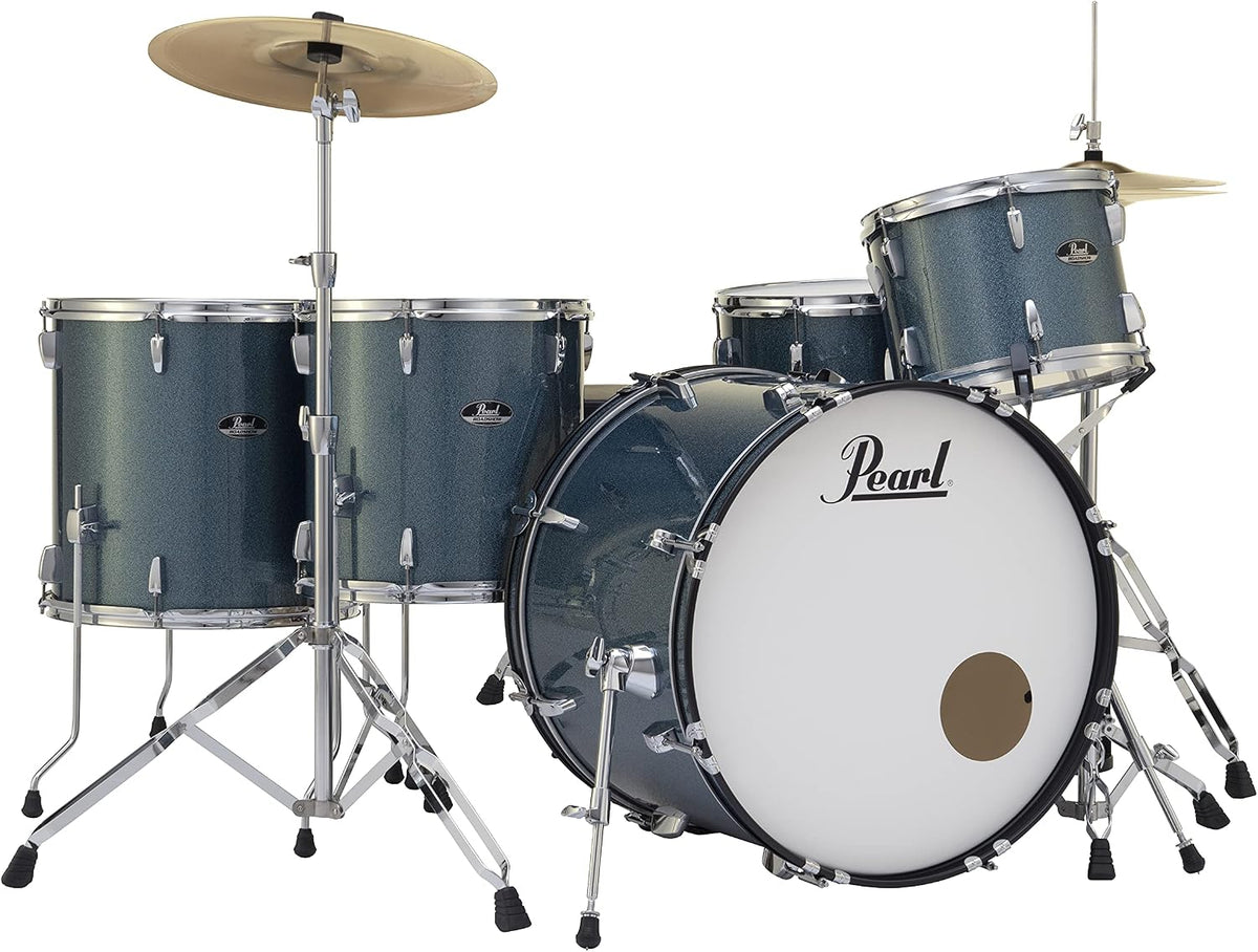 Pearl Roadshow Drum Set with Hardware and Cymbals, Aqua Blue Glitter, Rock (RS525WFC/C703)