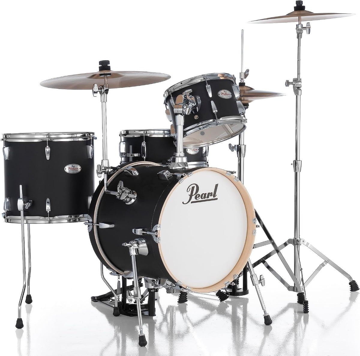 Pearl Midtown 4-Pc. Complete Drum Set with Hardware (Cymbals not included), Matte Asphalt Black, (MT564/C752)