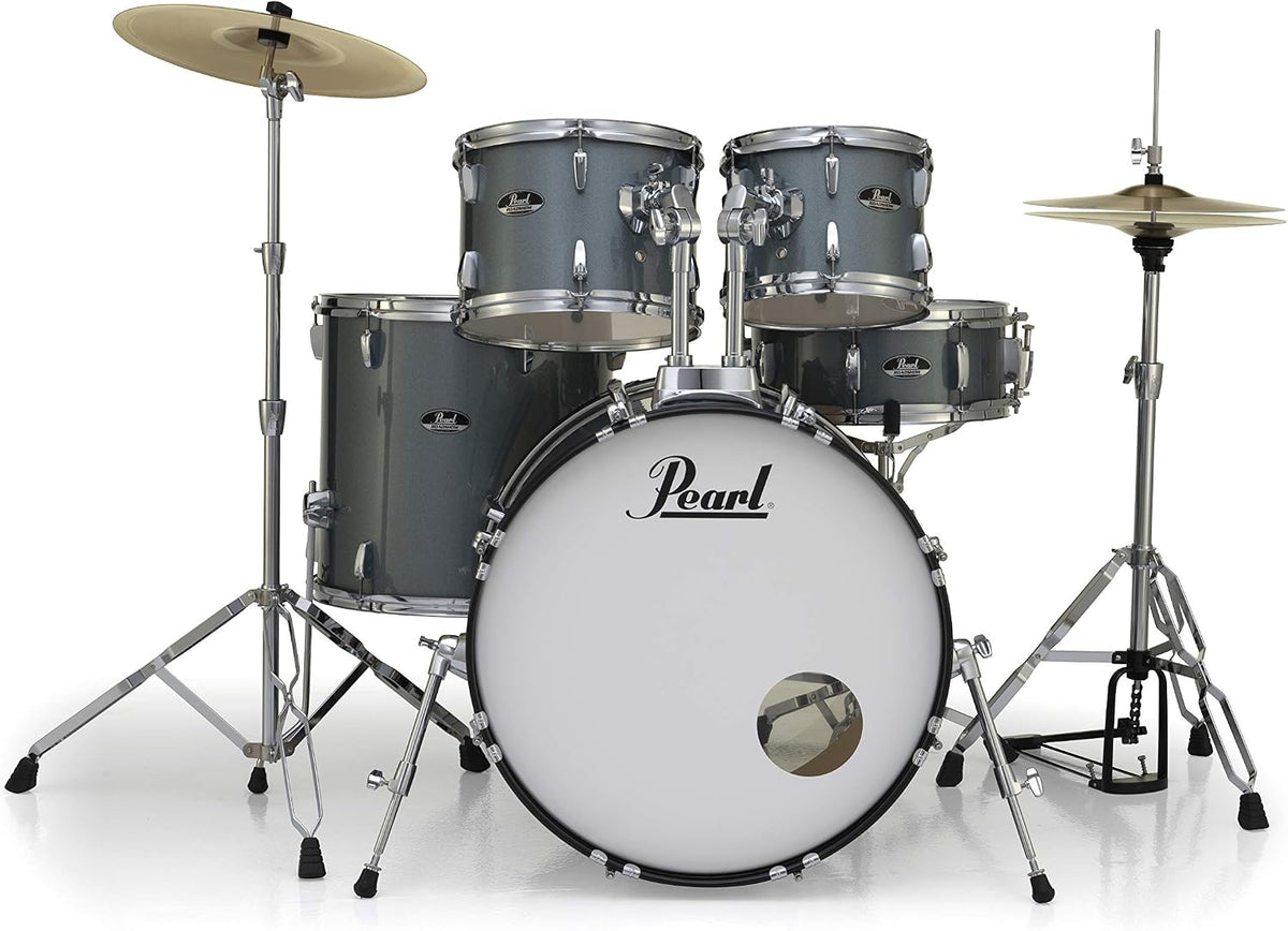 Pearl Roadshow Drum Set 5-Piece Complete Kit with Cymbals and Stands, Charcoal Metallic (RS525SC/C706)