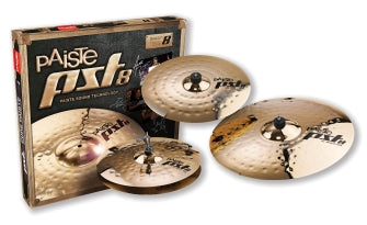 Paiste PST 8 Series Universal Rock Set l Includes 14 Inch Reflector Medium Hi Hats, 16 Inch Reflector Medium Crash & 20 Inch Reflector Medium Ride Cymbals