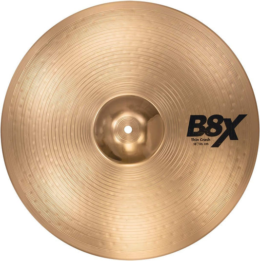Sabian B8X Series 18 Inch Thin Crash Cymbal l B8 Bronze Alloy l 92% Copper - 8% Tin l Made in Canada l Model 41806X