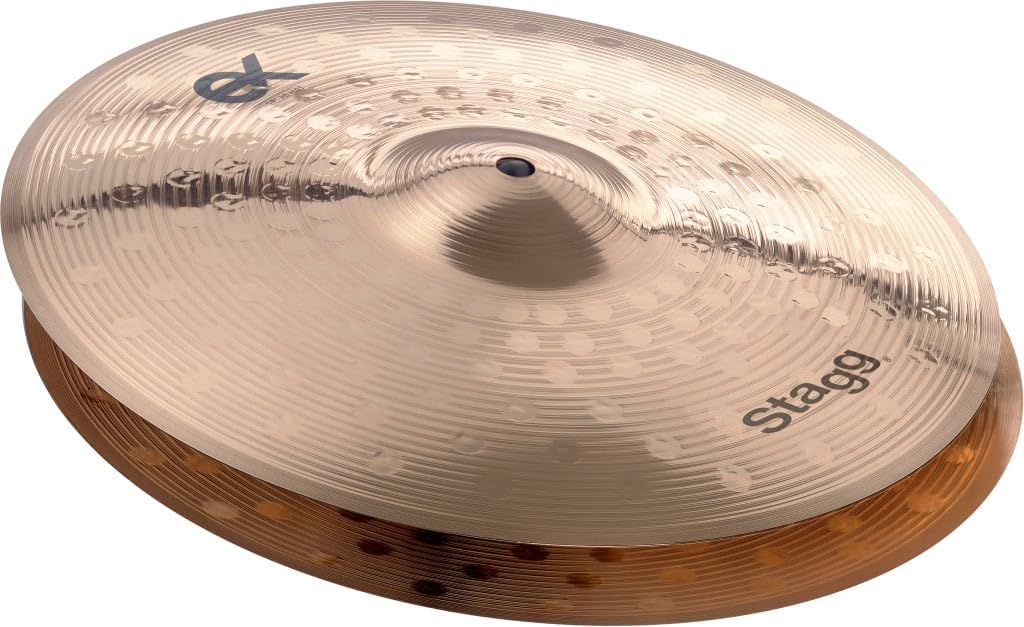 Stagg EX Series 14 Inch Medium Hi Hat Cymbals l Brilliant Finish l B8 Bronze Alloy l 92% Copper - 8% Tin l Model EX-HM14B