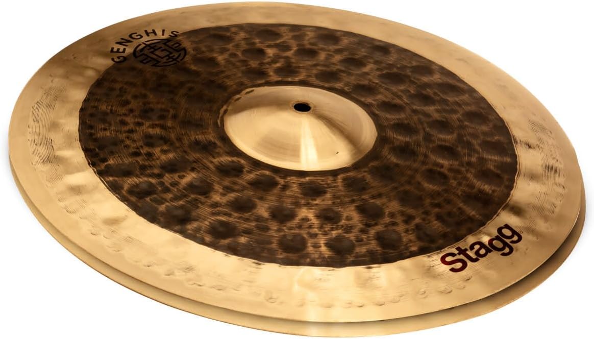 Stagg Genghis Dual 14 Inch Medium Hi Hat Cymbals l B20 Bronze Alloy l 80% - 20% Tin l Model GENG-HM14D