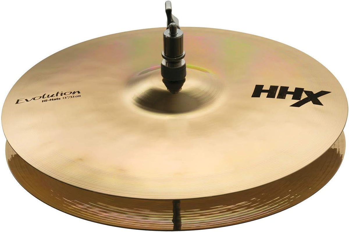 Sabian HHX 13 Inch Evolution Hi Hat Cymbals l Brilliant Finish l B20 Bronze Alloy l 80% Copper - 20% Tin l Made in Canada l Model 11302XEB