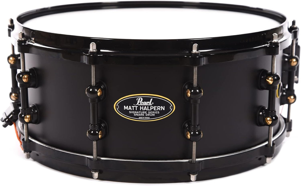 Pearl Matt Halpern 14 Inch x 6 Inch Black/Brass Signature Snare Drum - Model MH1460/B