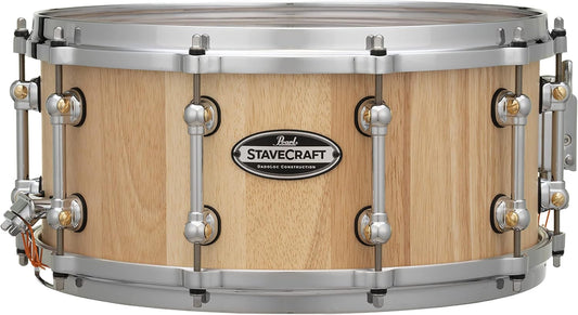 Pearl StaveCraft 14 Inch x 6.5 Inch Thai Oak with Makha DadoLoc Snare Drum - Satin Natural Finish - Model SCD1465TO186
