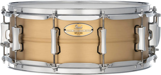 Pearl Primal Snare Collective 14"x5.5" Brass Snare Drum with Beaded 1mm Shell, Brushed Finish, 2.3mm Triple-Flanged Hoops, Dual Tension lugs, and deluxe strainer.