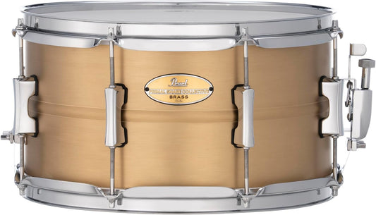 Pearl Primal Snare Collective 13"x7" Brass Snare Drum with Beaded 1mm Shell, Brushed Finish, 2.3mm Triple-Flanged Hoops, Dual Tension lugs, and deluxe strainer.