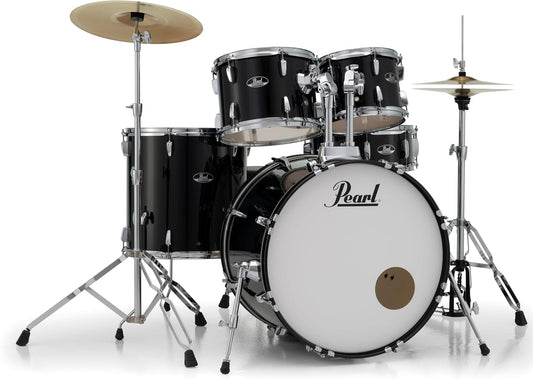 Pearl Roadshow Drum Set 5-Piece Complete Kit with Cymbals and Stands, Jet Black (RS525SC/C31)