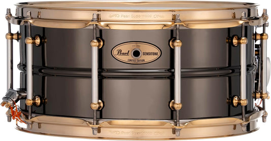 Pearl Sensitone Limited-Edition Black Nickel -Plated Brass Snare Drum - 6.5 inches x 14 inches, Black