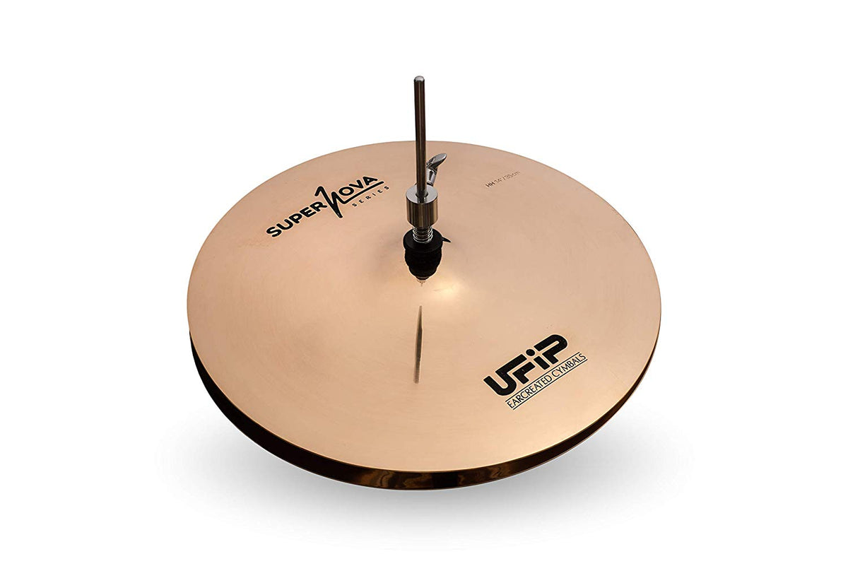 Ufip SN-14HH Supernova Series 14 Inch Hi Hat Cymbals l B8 Bonze Alloy l Hand-Crafted in Italy Since 1931 l Hand Polished Brilliant Finish l Designed for Hip Hop, Drum and Bass, Funk & Urban Genres