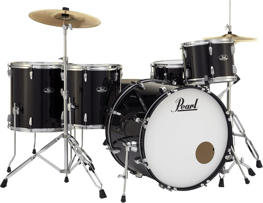 Pearl Roadshow Drum Set 5-Piece Complete Kit with Cymbals and Stands, Jet Black (RS525WFC/C31)