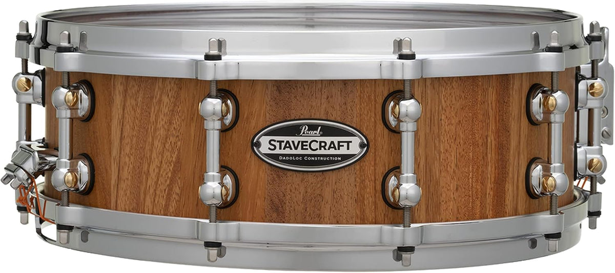 Pearl StaveCraft 14 Inch x 5 Inch Makha with Thai Oak DadoLoc Snare Drum - Satin Natural Finish - Model SCD1450MK186