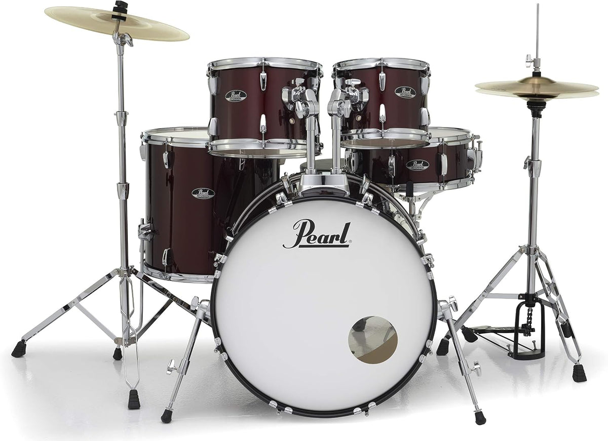 Pearl Roadshow Drum Set 5-Piece Complete Kit with Cymbals and Stands, Wine Red (RS525SC/C91)