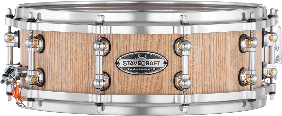 Pearl StaveCraft 14 Inch x 5 Inch Ash Wood with Makha DadoLoc Snare Drum - Satin Natural Finish - Model SCD1450AW186