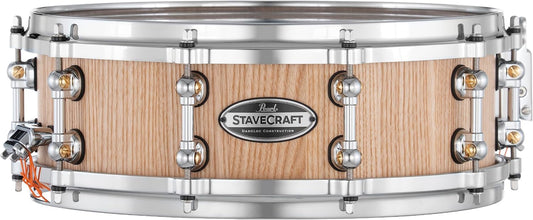 Pearl StaveCraft 14 Inch x 5 Inch Ash Wood with Makha DadoLoc Snare Drum - Satin Natural Finish - Model SCD1450AW186