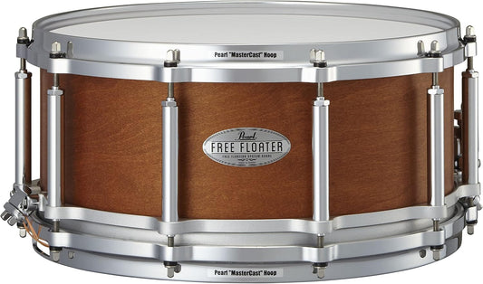 Pearl Free Floating 14 Inch x 6.5 Inch Maple/Mahogany Snare Drum - Satin Mahogany Finish - Model FTMMH1465322