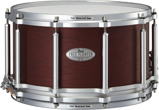 Pearl Free Floating 14 Inch x 8 Inch African Mahogany Snare Drum - Satin Red Mahogany Finish - Model FTMH1480324