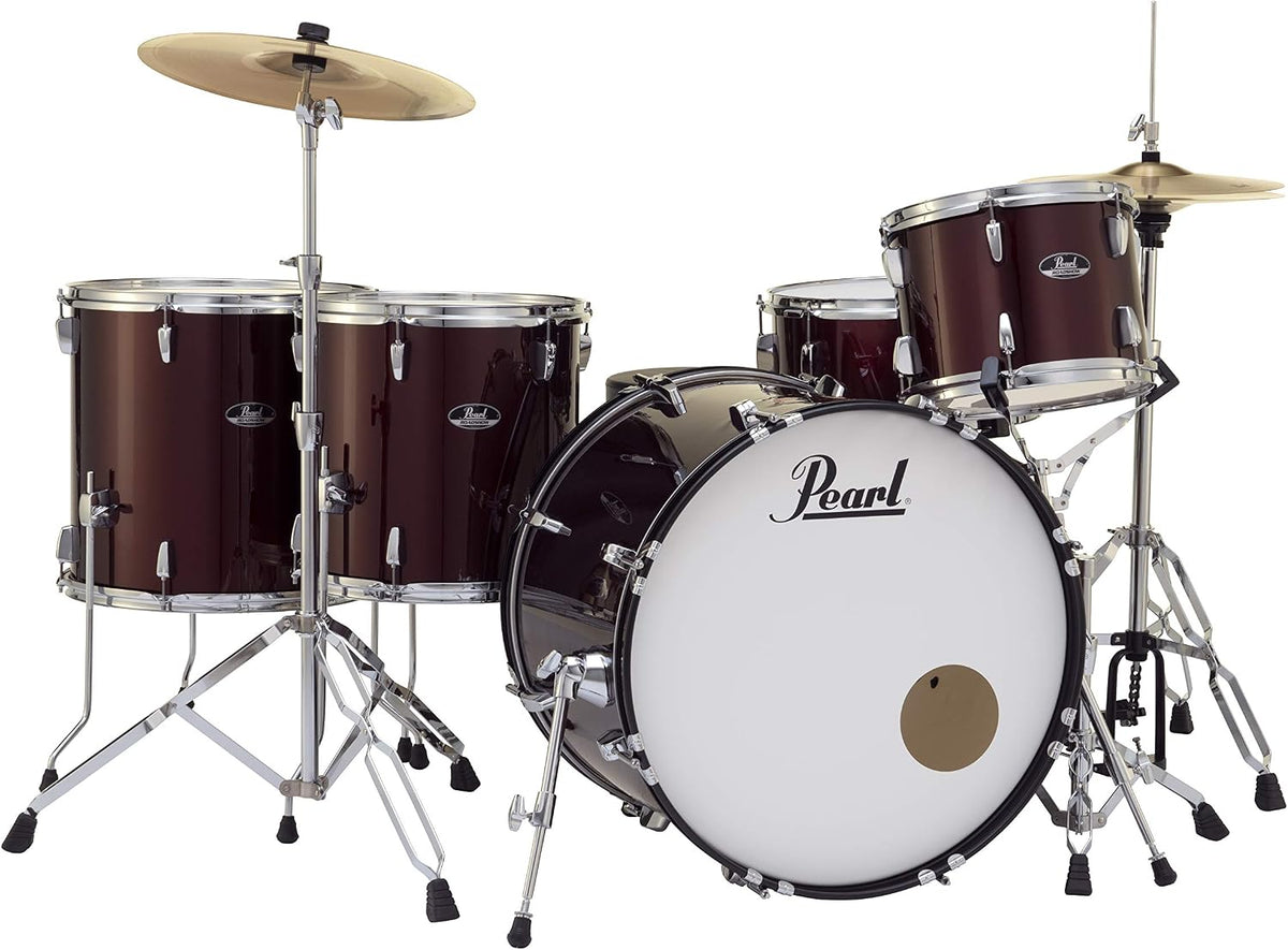 Pearl Roadshow Drum Set 5-Piece Complete Kit with Cymbals and Stands, Wine Red (RS525WFC/C91)