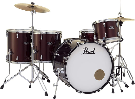Pearl Roadshow Drum Set 5-Piece Complete Kit with Cymbals and Stands, Wine Red (RS525WFC/C91)