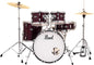Pearl Roadshow Drum Set 5-Piece Complete Kit with Cymbals and Stands, Red Wine (RS505C/C91)