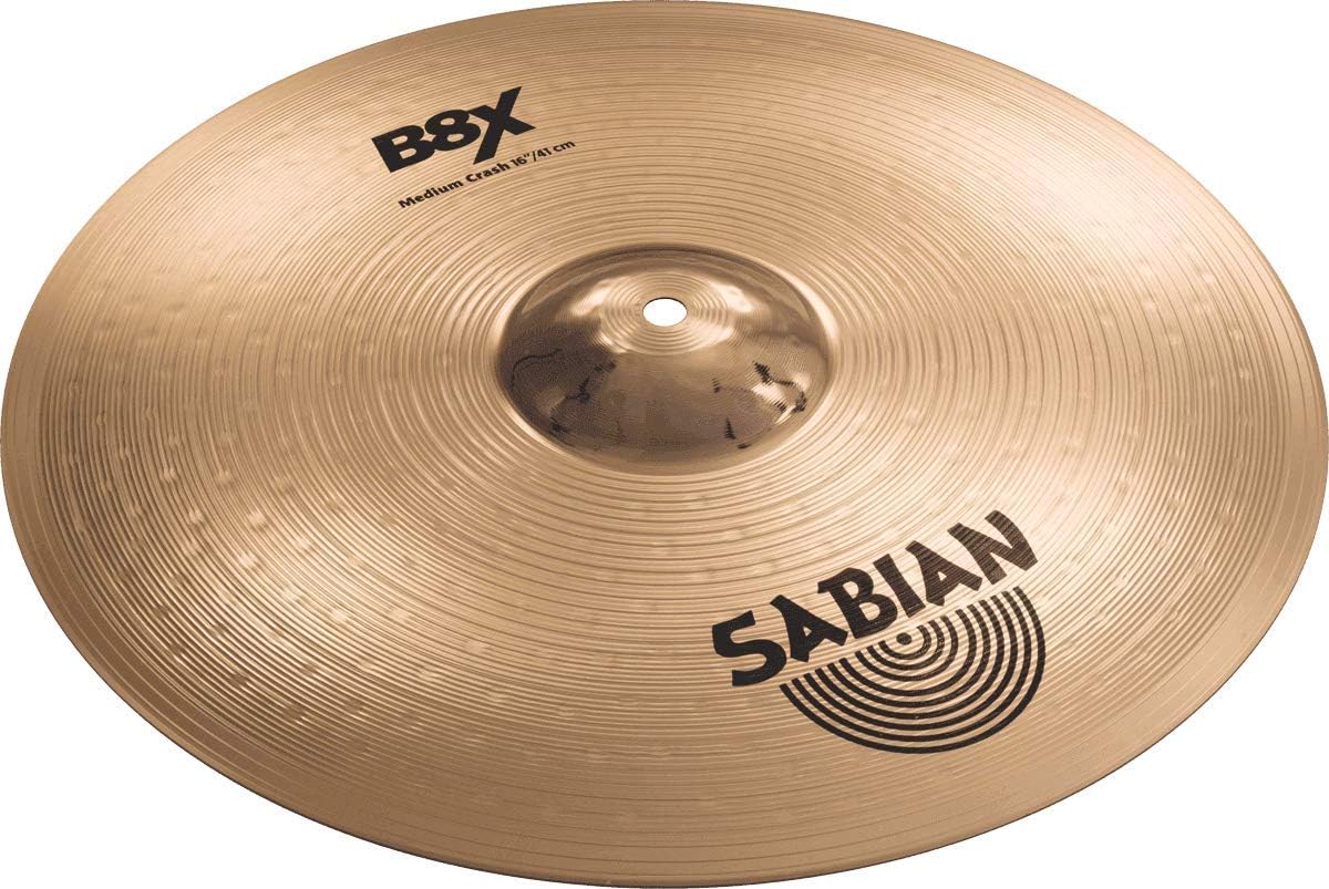 Sabian B8X Series 16 Inch Medium Crash Cymbal l B8 Bronze Alloy l 92% Copper - 8% Tin l Made in Canada l Model 41608X