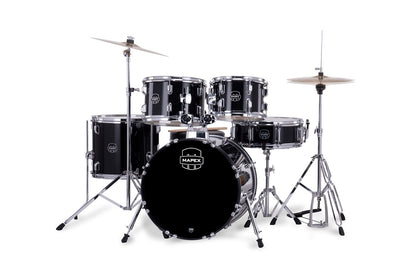 Mapex Comet 5 Piece Drum Set l Complete with Hardware & Cymbals l 22 / 10 / 12 / 14 /16 Configuration l Dark Black Finish l Model CM5294FTCDK