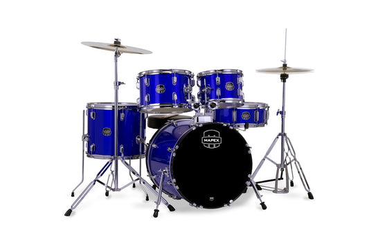 Mapex Comet 5 Piece Drum Set l Complete with Hardware & Cymbals l 22 / 10 / 12 / 14 /16 Configuration l Indigo Blue Finish l Model CM5294FTCIB
